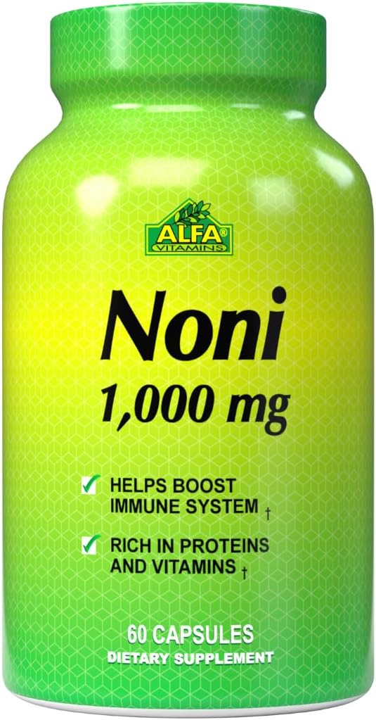 ALFA VITAMINS Noni 1000 Mg 60 kapsulių - Tonikas optimaliam kūno veikimui - Antioksidantas
