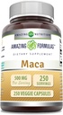 Amazing Formulas Maca 500 Mg | 채식 캡슐 보충 | Non-GMO | 글루텐 프리 | 미국 (1 팩 | 250 개)