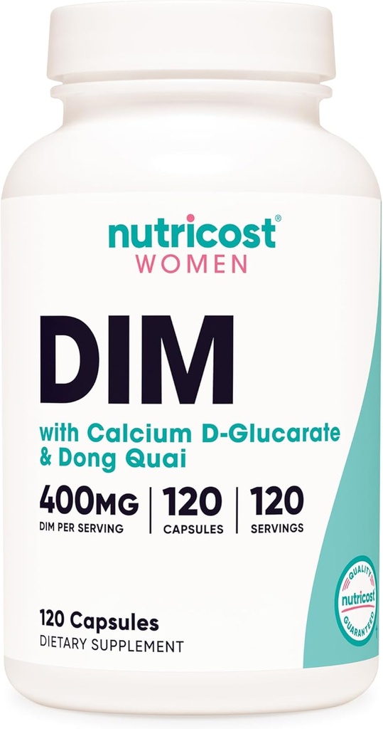 Nutricost Diindolthyne DIM Phụ nữ 400mg, 120 Capsules, với Dong Quai, Calcium & Black Cohosh - Vegan, Non-GMO và Gluten free