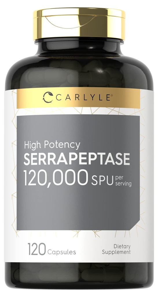 Carlyle Serrapeptase 120000 SPU | 120 Capsules | Supports Sinus Health | Gluten Free Enzyme Supplement