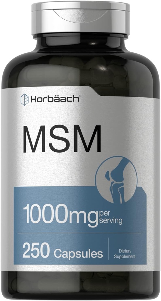 Horbäach MSM suplementaris Capsules "2002 1000mmg  uid 250 count no- GGMO i Gluen Free Formula Mehylsulfonymene