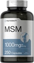 Horbäach MSM kapsula gehigarriak | 1000mg | 250 Count | Non-GMO eta Gluten Free Formula | Methylsulfonylmethane