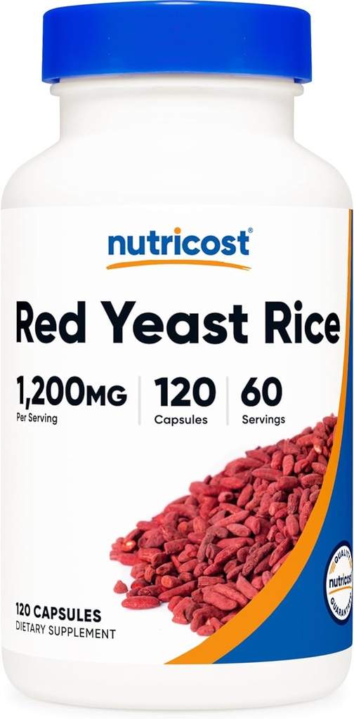 Nutricost Red Yeast Rice 1200mg, 120 kapszula - 60 Serv, Veggie Caps, Non-GMO, Gluten Free