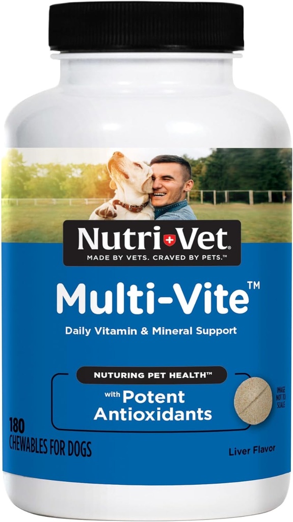 Nutri-Vet Multi-Vite Chewables för vuxna hundar, daglig multivitamin och mineraltillskott för övergripande hälsa, immunstöd och balanserad näring, 180 greve