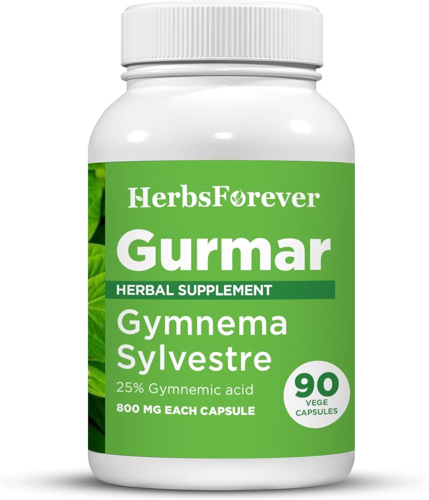 Herbsforever Gurmar Capsules Gymnema Sylvestre екстракт 7: 1: 90 Vegan Capsules Ayurvedic Herbal Supplement Підтримує Здоровий цукровий метаболізм & Wellness