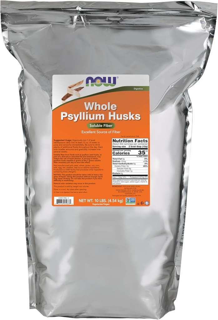 NOW Foods Supplements, Cel Psyllium Husks, Non-GMO projekt preverjen, Topni Fiber, 10-pound