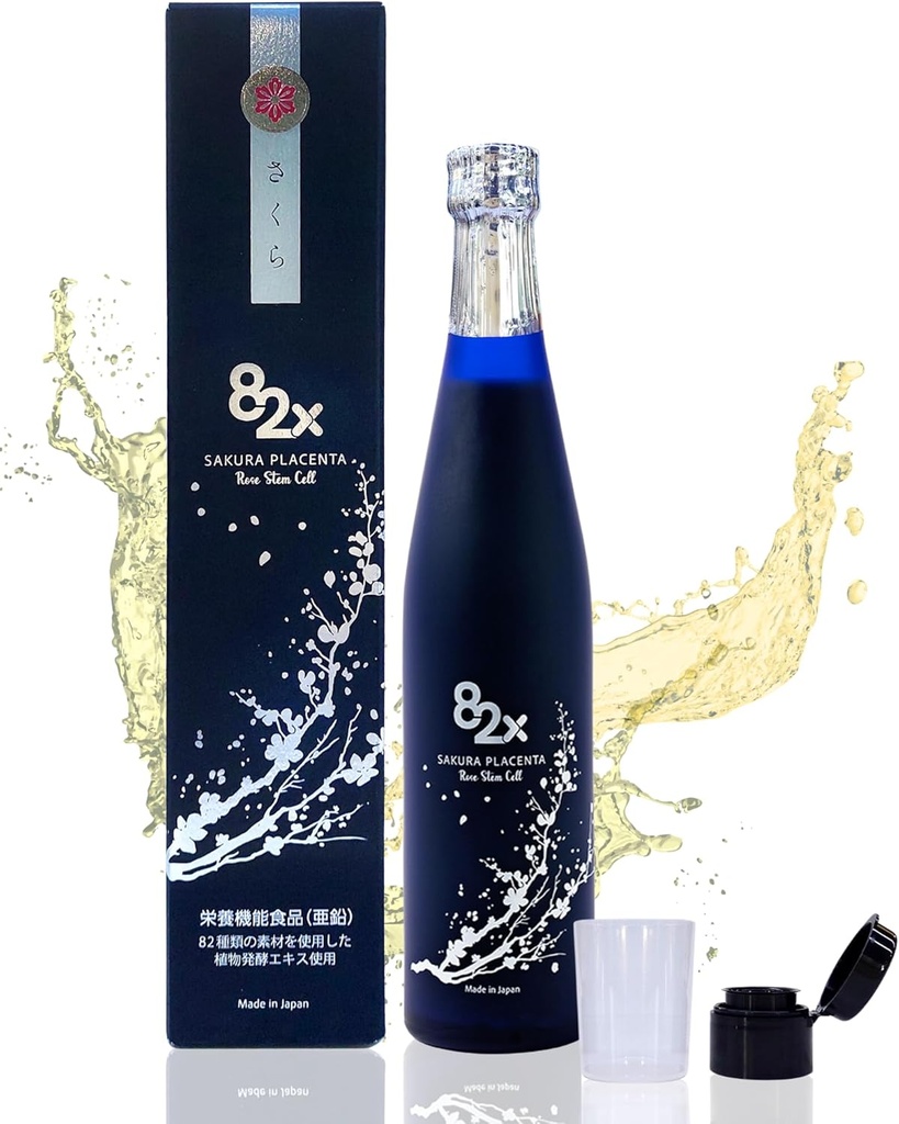 82X Stem Cell Placenta - 450.000mg Placenta + 15,000 Marine Collagen Peptides Suplemento de Japón con 82 plantas fermentadas - Original Liquid Collagen Placenta Drink, Patented for Skin Hair Nail
