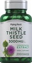 Piping Rock Milk Thistle supplement - 3000mg - 200 Capsules - Concentrated Herbal Extract , Non-GMO, Gluten Free