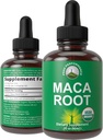 Maca Root Liquid Drops. USDA Organic Vegan Extract Supplement for kvinder og mænd. Høj biotilgængelighed kosttilskud. Maca For Energy, Endurance og Mood Support. Zero Sugar, Gluten Free, Ingen kapsler