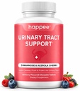 Happee Urinary Tract Health Supplement for Women & Men, Fast-Acting UTI Relief and Prevention, 500mg D-Mannose & Antioxidants, Supports Kidney and Bladder Health, Berry Flavor, 60 Chewables