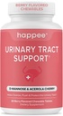 Happee Urinary Tract Health supplement for Women " - Fast-Acting UTI Relief and Prevention, 500mg D-Mannose " Antioxidants, Supports Kidney and Bladder Health, Berry Flavor, 60 Chewables