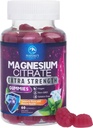 Magnesium Citrate supplement Gummies - High Absorption Magnesium Gummy for Adults, Magnesio Citrate supplements for Bone, Muscle Health, Heart Support, Vegan, Gluten Free, Non-GMO - 60 Gummies