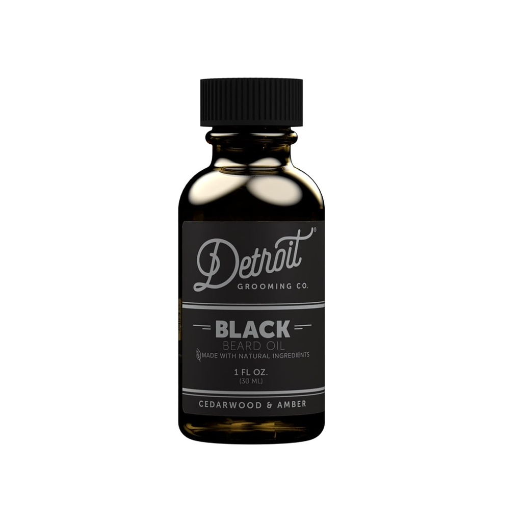 Detroit Grooming Beard Olje |Husker & Nourishing formel med vitamin | Cedarwood & Amber • svart (1 oz)