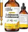 Wild & Organic Echinacea Goldenseal Tincture - Immununterstützung Tropfen mit Echinacea und Goldenseal Wurzelextrakt - Vegan, Zucker & Alkoholfreie Flüssigergänzung - 4 fl oz