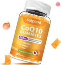 Sugar Free CoQ10 Gummies, Plus Omega-3, Vitamin B3 e Zinc, Magnesio, 5X Suplementos de alta absorción de coencima Q10, q10 impulsar a enerxía celular, antioxidante potente e cerebro, Peach Flavor, 60 Cts