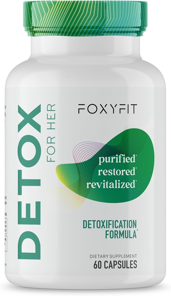 FoxyFit Detox для ее 30-дневной формулы очищения от детоксикации, которая поддерживает здоровую функцию пищеварения, способствует детоксикации и балансу изнутри