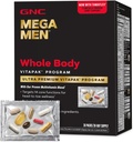 Mega Men Whole Body Ultra Premium Vitabak Program, GNC 's Best Nutrition Pack for Male Wellness, Convenient, 8 Products in 1 Packet, Memory, With Clinically Proven Ingreations, Joint Support, 30 svgs
