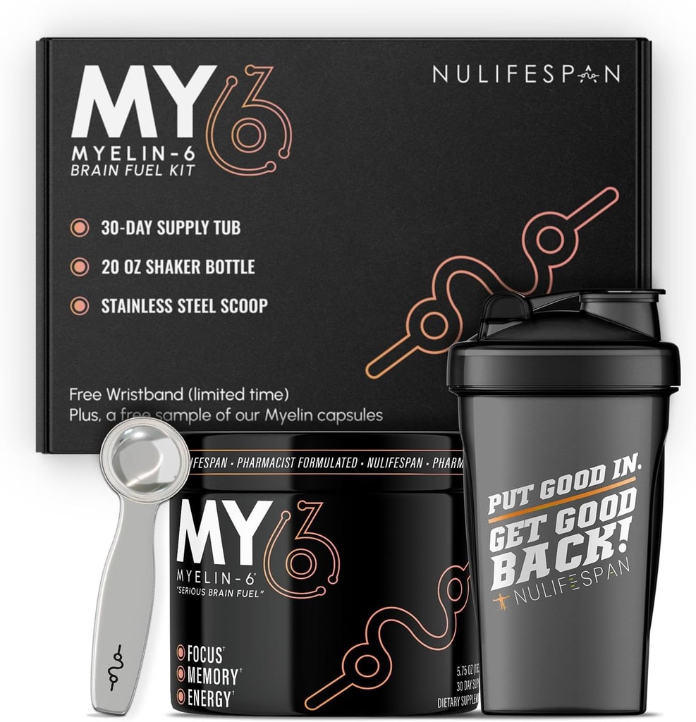 Myelin-6 Drink Mix - Fokus Supplement & Hjerne Helse med AlphaSize, L-theanin, Teakrine, Minne og Kognitiv funksjonsstøtte, Orange Tangerine Flavor, 30-dagers (Drinkmix Pack)