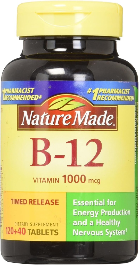 Natura Made Vitamina B-12 1000 mcg comprimate cu eliberare temporizată 160 ea (Pachet de 3)
