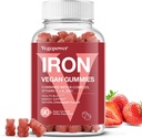 Suplementos de Gummies de ferro para mulleres e nenos - multivitamínico con vitamina C para soporte de enerxía, vitaminas de gran sabor de ferro con vitamina C para absorción Max - Vegan, Strawberry 90 Conde