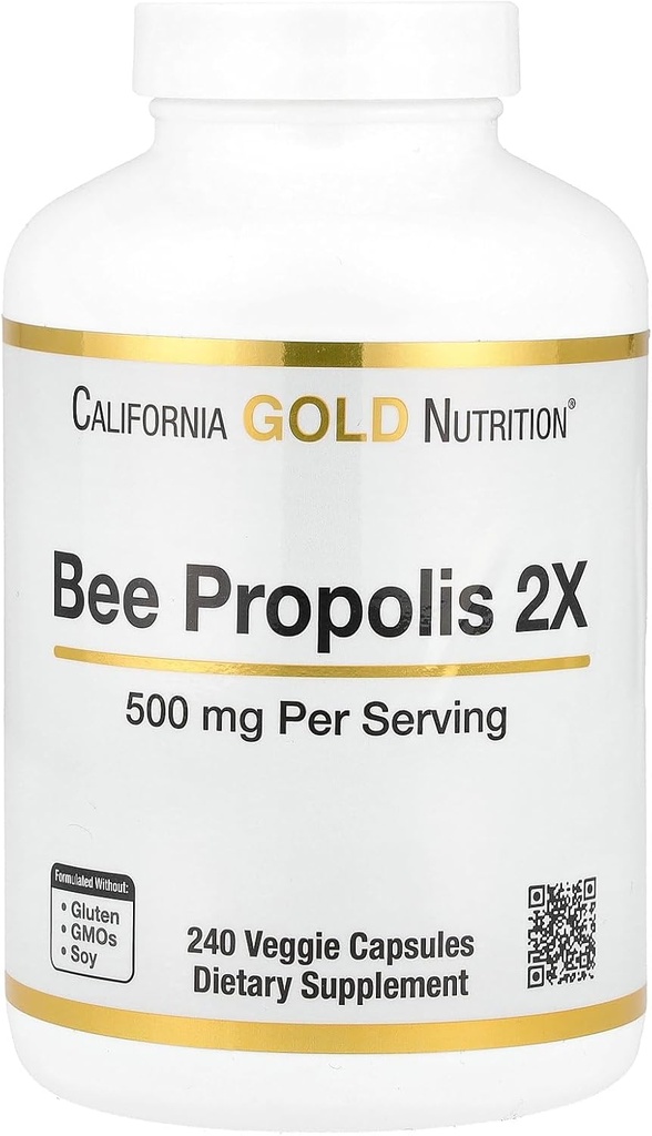 加利福尼亚金营养蜜蜂 Propolis 2X Potency, 集中抽取500毫克, 等效至1000毫克天然Propolis, 支持免疫健康与生命*, 240 Veggie Capsules