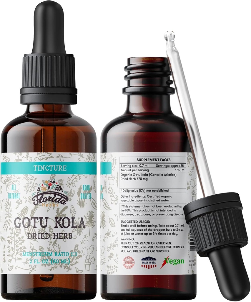 Gotu Kola Tincture, אורגני Gotu Kola לחלץ, Gotu Kola Drops (Centella Asiatica) Dried Herb