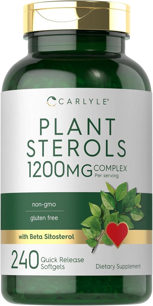 Carlyle Plant Sterols 1200 mg | 240 Ultra Potent Softgel kapsulak | GMO eta Gluten Free Supplement | Beta Sitosterol-ekin