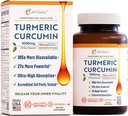 A1Vitality NovaSOL Turmeric Curcumin 1000mg - Klinik Proven 185x Higher Absoreksiya - Birləşdirici, Mobility & General Wellness - GMO, Doktora Formulated, 60 Softgels.