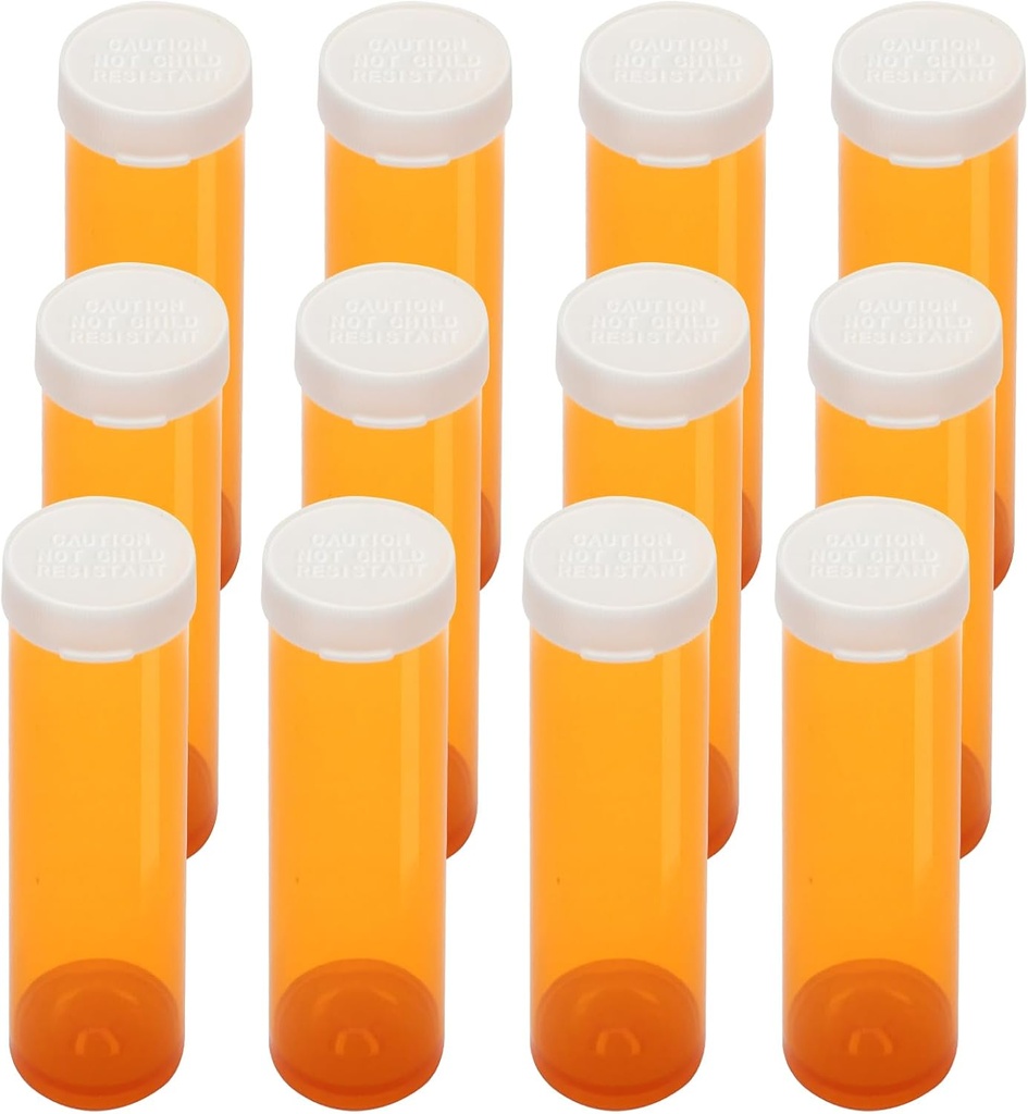 Botellas de Píldora de Píldora Empty con tapas Easy Open (No Child Resistant), Viales de Medicación de Prescripción, Fundas de Píldora de Contenedores Despertar Organizadores (12pcs) (60 Dram)
