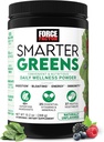 Force Factor Smarter Zielone Codziennie Wellness Proszek, Zielone Superfood Proszek do wspierania Gut zdrowia, Przekwit, & Trawienie, z 40 + Superfoods, 125 Milion CFU Probiotyki, Unflavored, 30 Sług