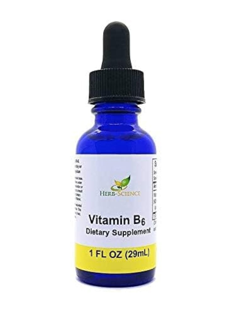 Liquid Vitamin B6 Drops - Pyridoxine Extract Dietary Supplement to Support Brain Function, Immunity, Nervous System, Heart Health, Metabolism - 500% DV, 36 Servings per Bottle - 1 fl. oz.