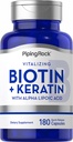 Piping Rock Biotin 5000mcg | 180 Capsules | Plus Keratin and Alpha Lipoic Acid | Supplement for Women and Men | Non-GMO, Gluten Free