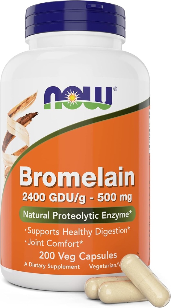 Nyt bromelaiini 500 mg, 200 Veg-kapselia - luonnollinen ananas, proteolyyttinen enzyme-lisä, 2400 GDU