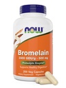Now Bromelain 500 mg, 200 Veg Capsules - Natural Pineapple, Proteolytic Enzyme Supplement, 2400 GDU
