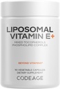 Codeage Liposomal bitamina E osagarria - E Tocopherol bitamina guztiak - 3 hilabeteko hornidura - Alfa Tocopherols, Beta, Gamma eta Delta - Liposomal Mixed Tocopherols - Non-GMO Phospholipid - 90 kapsulak