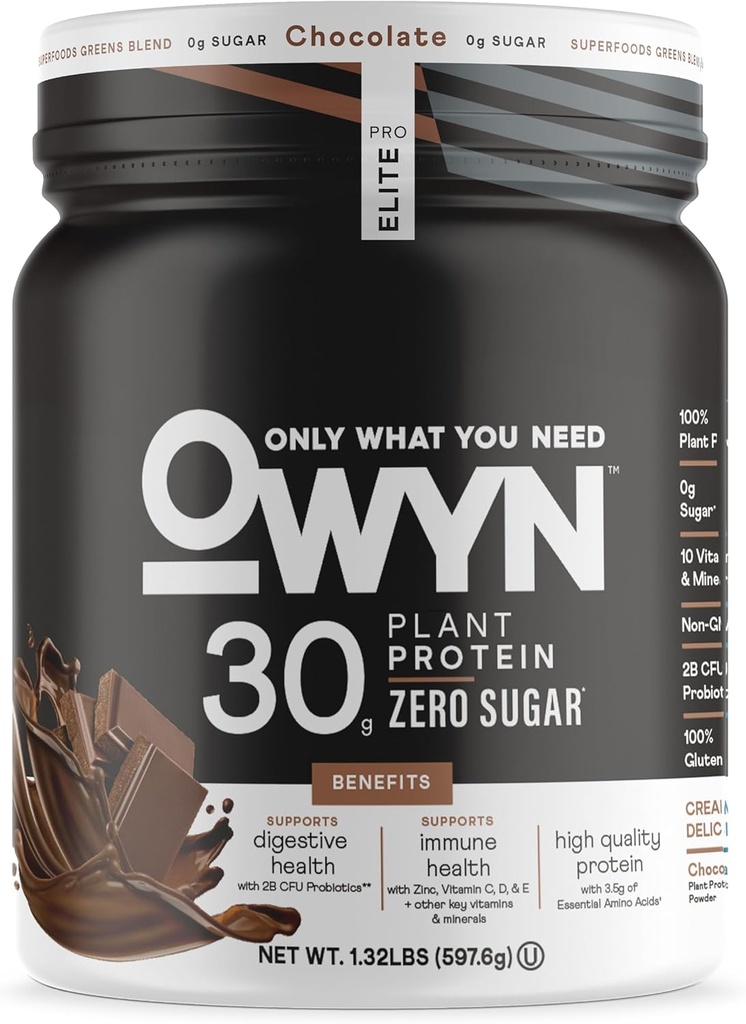 OWYN Yalnız Pro Elite Yüksək Protein Toz, Workout Recovery üçün 30g Vegan Protein lazımdır, İspan, Aşağı Net Avtomobilbs, Chocolate, 12 Xidmət (1.32 LB)
