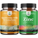 Bundle of Pure Quercetin with Bromelain Supplement + 500mg Capsules for Immune Support & Breathing and Zinc 50mg - Enhance Hair Skin and Nails - Easy to Swallow Potent Daily Tablets for Adults