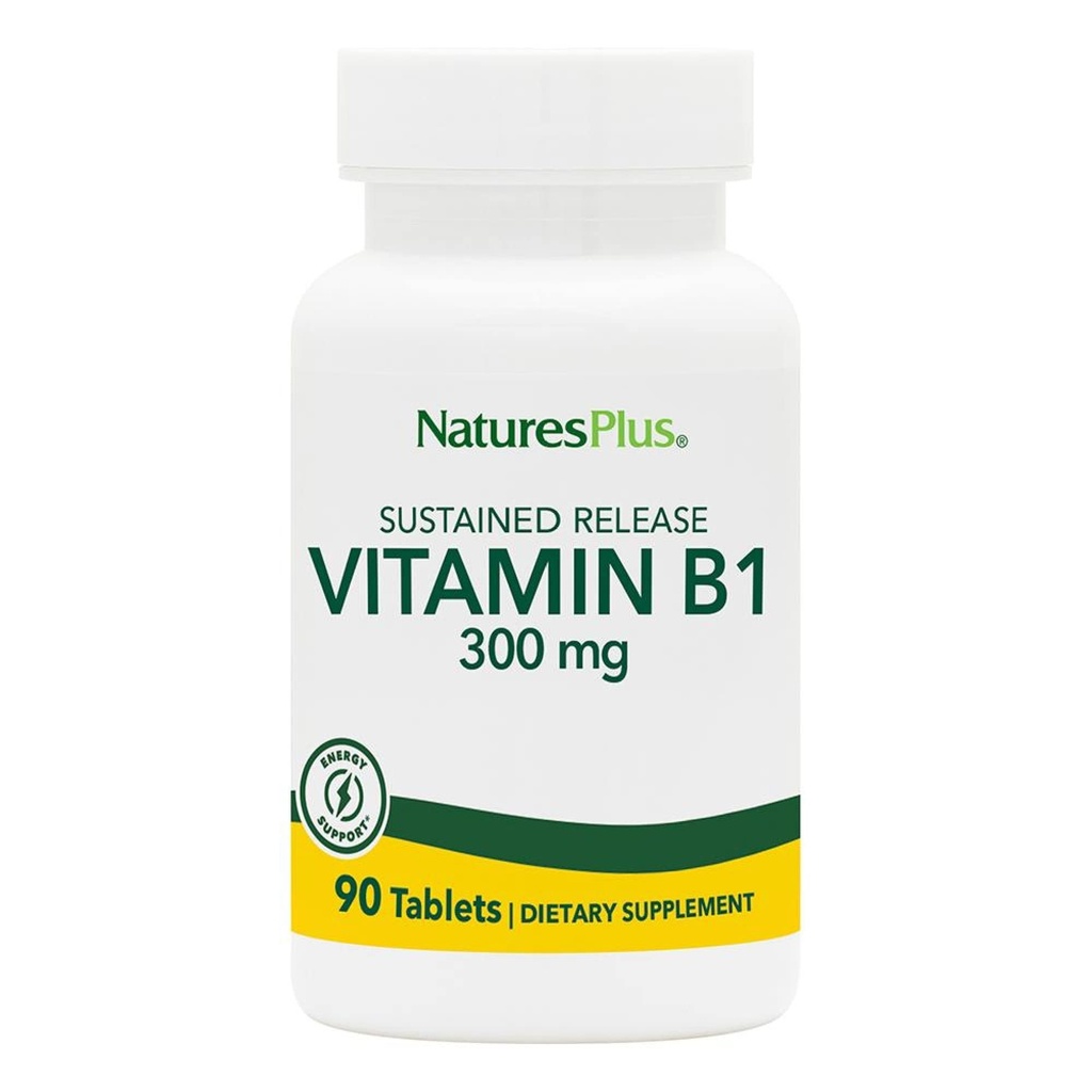 NaturesPlus Vitamin B1 300 mg - 90 Sustained Release Tablets - Mega-Dose Thiamin - Energy Support - Vegetarian, Gluten Free - 90 Servings