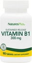 Naturas Plus Vitamina B1 (Thiamin HCI), eliberare susținută - 300 mg, 90 comprimate vegetariene - Gluten-free - 90 Servings