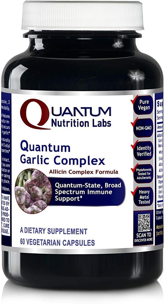 Quantum Exclution Labs Quantum Garlic Complex - Garlic Allicin Supplements, Garlice Piels, Allicin Scluet, Garlic Callule, Immune รองรับ - 60 Cules