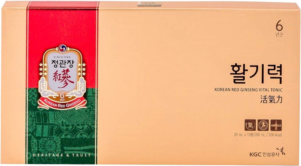 Koreansk rød Ginseng Vital Tonic Gave Sæt Energy Shot Panax Ginseng Giftsæt til immunsystemet Booster og wellness Inddrivelse, naturlige urter, vitaminer og mineraler - 10 flasker