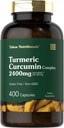 Tahoe Nutritionals Turmeric Kurkumīna Papildinājums - 2400mg - 400 Kapsulas - Extract Complex - - Non-GMO, bez lipekļa