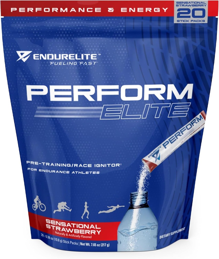 EndurElite Elite- Pre Workout Toz Supplement- Pre-Workout for Endurance Athletes- 20 Service Bag- Sensational Strawberryberry