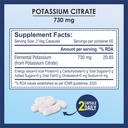 Citrat de potasiu 730 mg Supliment, susţine funcţia renală şi musculare sănătoase - 120 capsule vegetale