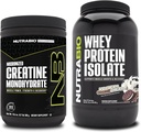 NutraBio Creatine Monohydrate, Unflavored, 300g and Whey Protein Isolate, Ice Cream Cky Dream, supplement Bundle - Muscle Energy, Lean Muscle Growth, Recovery, and Strength