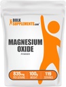 BulkSuplements.com Magnesium Oxide Powder - Magnesium Oxide Suplement, Mineral Suplemen - Tingkat Makanan & Gluten Bebas, 835mg per Serving, 100g (3.5 oz) (Paket 1)