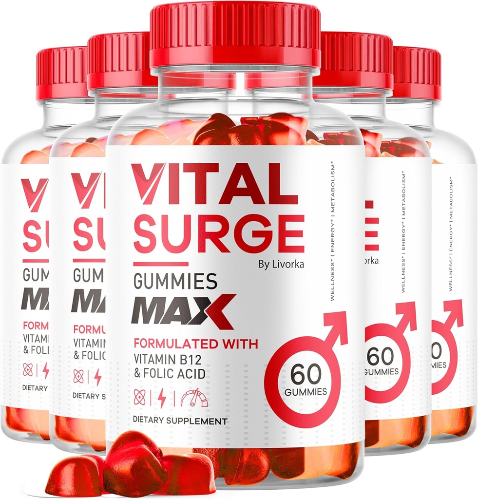 5 Pack) Vital Surge MAX, VitalSurge Gumies MAX for Men Support, 1050 MG Advanced Max Strength Formula, VitalSurge MAX Mens SurgeMAX Mens Gumies