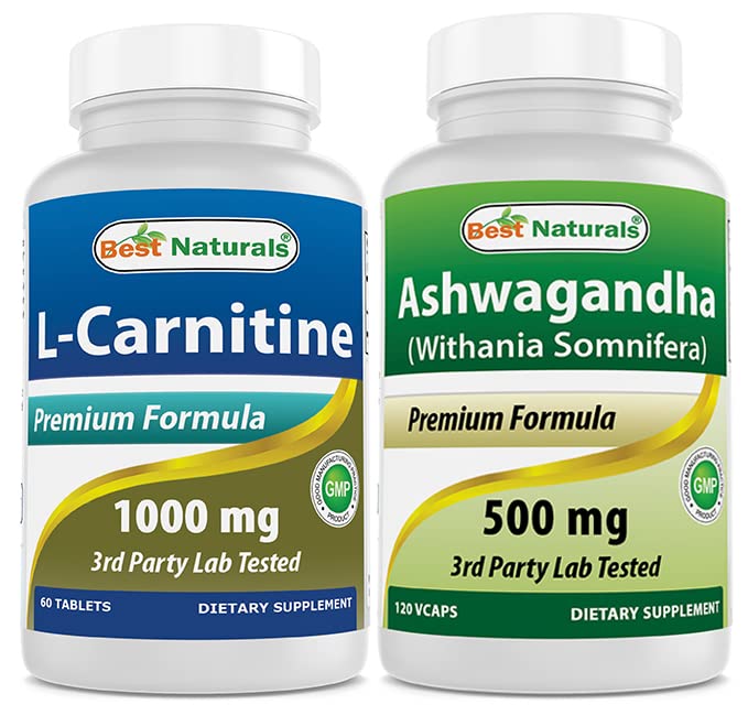 Best Naturals L-Carnitine 1000mg & Ashwagandha Extract 500 Mg