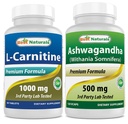 Best Naturals L-Carnitine 1000mg & Ashwagandha Extract 500 Mg