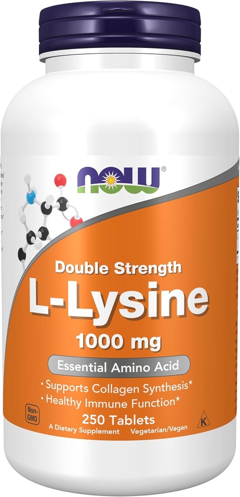Hiện nay, hỗ trợ thực phẩm, L-Lysine (L-L-Lysine Hydrochloride) 1.000 mg, hai sức mạnh, Amino acid, 250 bảng